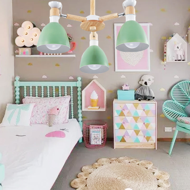 Chic Modern Hanging Pendant Lights with Dome 3 Bulbs Metal Hanging Lamp for Kid Bedroom Clearhalo 'Ceiling Lights' 'Chandeliers' Lighting' options 191029