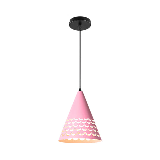 1 Bulb Kitchen Dinette Drop Lamp Macaron Pink Pendant Ceiling Light with Bottle/Badminton/Cone Metal Shade Clearhalo 'Ceiling Lights' 'Pendant Lights' 'Pendants' Lighting' 1910306