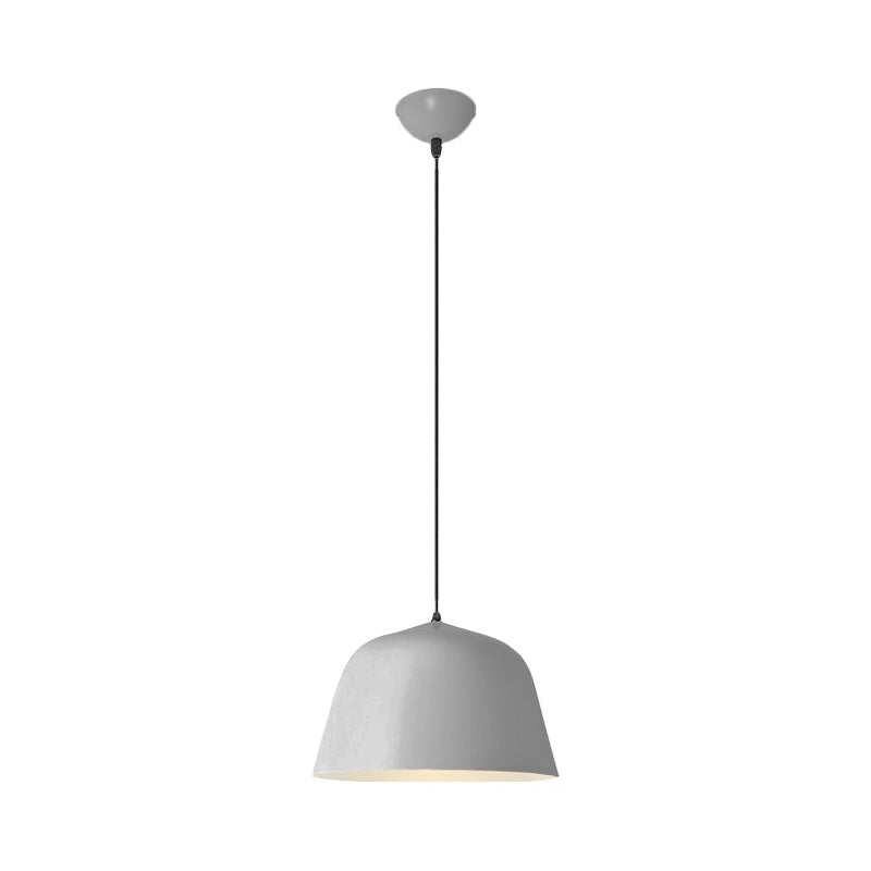 Macaron Single-Bulb Drop Pendant Pink/Grey/Green Bowl Pendulum Light with Iron Shade, 10"/12.5" Width Clearhalo 'Ceiling Lights' 'Pendant Lights' 'Pendants' Lighting' 1910329