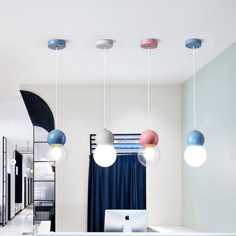 Gourd Shaped Kids Bedside Pendulum Light Milky Glass 1 Head Macaron Ceiling Pendant in Pink/Yellow/Blue White Clearhalo 'Ceiling Lights' 'Glass shade' 'Glass' 'Island Lights' 'Pendant Lights' 'Pendants' Lighting' 1910358