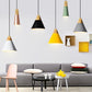 Aluminum Mini Cone Suspension Lamp Macaron Single-Bulb Hanging Pendant Light in Black/Pink/Green and Wood Clearhalo 'Ceiling Lights' 'Pendant Lights' 'Pendants' Lighting' 1910369