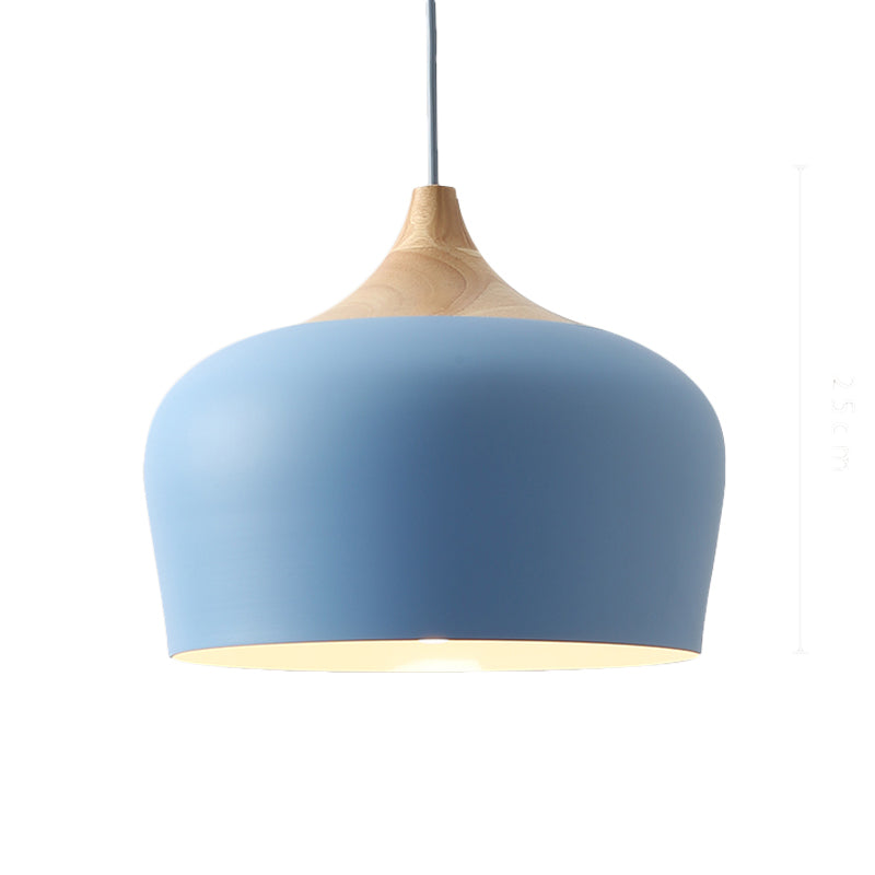 Onion/Bowl/Tapered Bedroom Hanging Pendant Aluminum 1-Light Macaron Style Ceiling Suspension Lamp in Pink/Yellow/Blue Clearhalo 'Ceiling Lights' 'Pendant Lights' 'Pendants' Lighting' 1910418