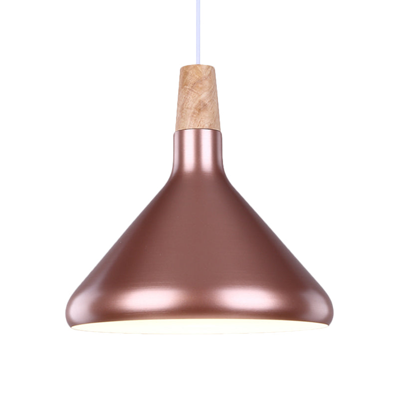 Flask Shaped Pendant Light Macaron Aluminum Single Kitchen Dinette Drop Lamp in Gold/Blue/Pink and Wood Clearhalo 'Ceiling Lights' 'Pendant Lights' 'Pendants' Lighting' 1910426