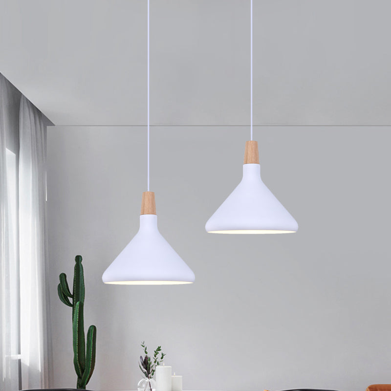 Flask Shaped Pendant Light Macaron Aluminum Single Kitchen Dinette Drop Lamp in Gold/Blue/Pink and Wood Clearhalo 'Ceiling Lights' 'Pendant Lights' 'Pendants' Lighting' 1910429
