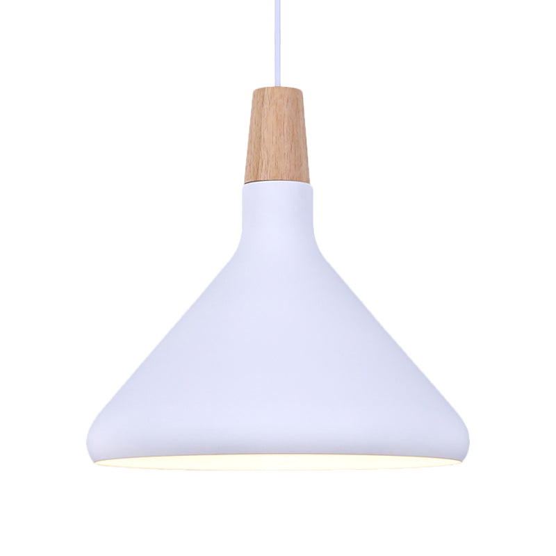 Flask Shaped Pendant Light Macaron Aluminum Single Kitchen Dinette Drop Lamp in Gold/Blue/Pink and Wood Clearhalo 'Ceiling Lights' 'Pendant Lights' 'Pendants' Lighting' 1910431