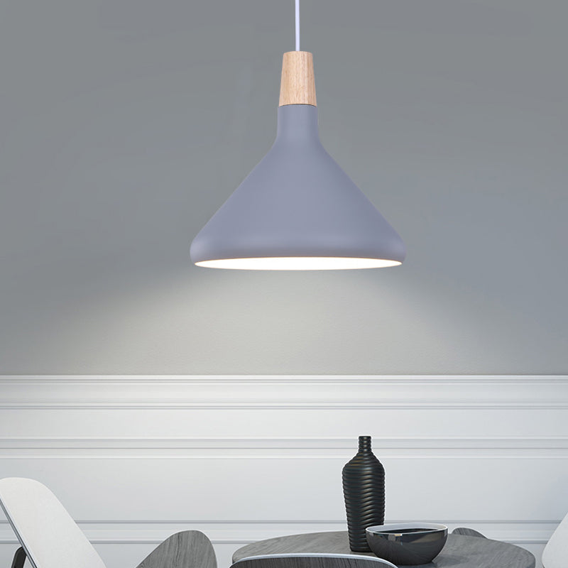 Flask Shaped Pendant Light Macaron Aluminum Single Kitchen Dinette Drop Lamp in Gold/Blue/Pink and Wood Clearhalo 'Ceiling Lights' 'Pendant Lights' 'Pendants' Lighting' 1910436
