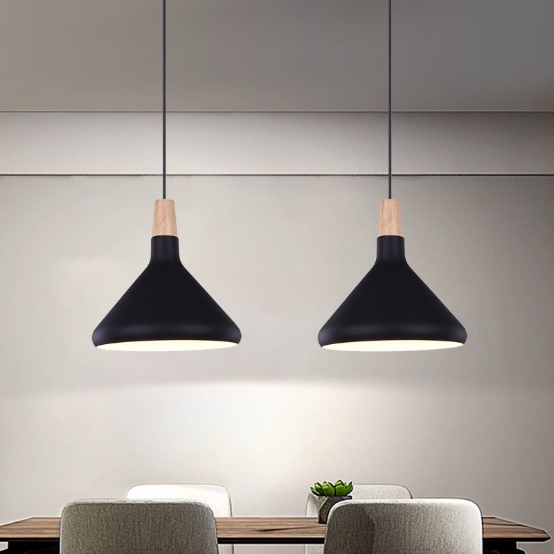 Flask Shaped Pendant Light Macaron Aluminum Single Kitchen Dinette Drop Lamp in Gold/Blue/Pink and Wood Black Clearhalo 'Ceiling Lights' 'Pendant Lights' 'Pendants' Lighting' 1910442_ee31a287-4d3a-48bb-bdfb-e0245f13168e