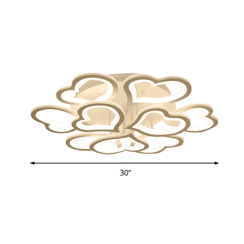 Acrylic Loving-Heart LED Ceiling Mount Light Contemporary Ceiling Lamp in White for Game Room Clearhalo 'Ceiling Lights' 'Close To Ceiling Lights' 'Close to ceiling' 'Semi-flushmount' Lighting' 191081