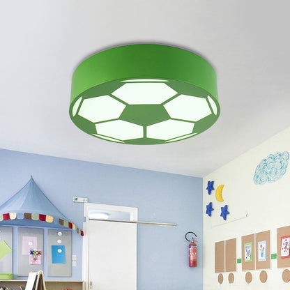 Acrylic Flat Football Ceiling Mount Light Sports Theme Ceiling Lamp for Kid Bedroom Green Clearhalo 'Ceiling Lights' 'Close To Ceiling Lights' 'Close to ceiling' 'Flush mount' Lighting' 191089