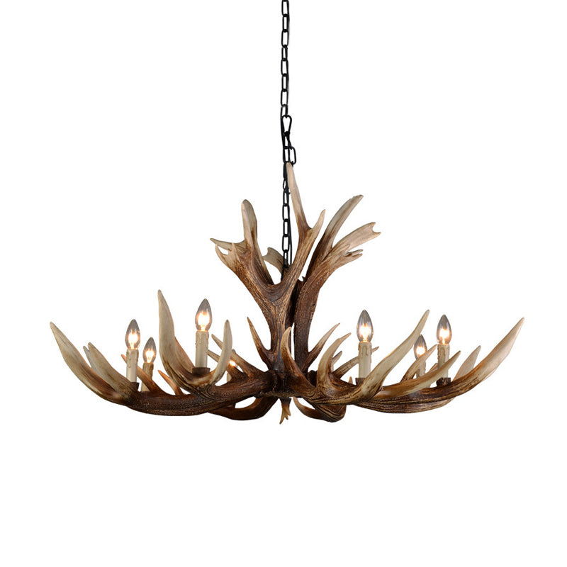 Farmhouse Artificial Antler Chandelier 6/8 Lights Resin Ceiling Pendant Lamp in Brown 8 Brown Clearhalo 'Ceiling Lights' 'Chandeliers' Lighting' options 1910995_99b20149-bed1-4b85-9993-607953c5bfd2