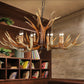 Resin Stag Antler Chandelier Countryside 6/8/10 Lights Restaurant Pendant Lighting Fixture in Brown Clearhalo 'Ceiling Lights' 'Chandeliers' Lighting' options 1911002