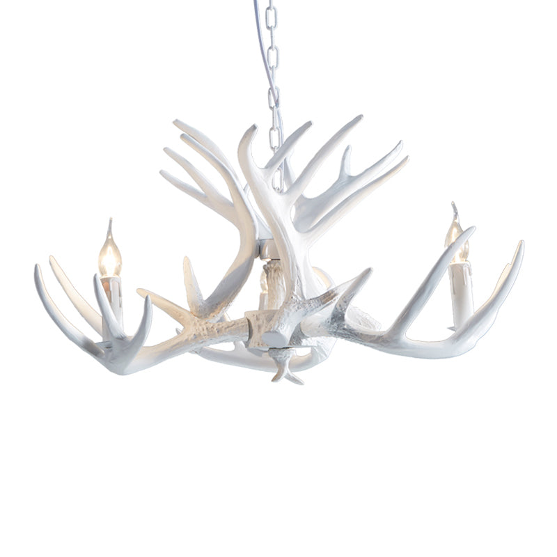2-Layered Antler Resin Chandelier Rustic 3/6/8 Lights Living Room Pendant Lighting Fixture in White/Brown Clearhalo 'Ceiling Lights' 'Chandeliers' Lighting' options 1911026