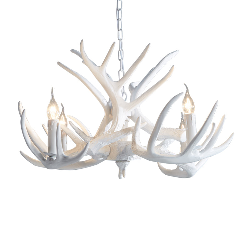 2-Layered Antler Resin Chandelier Rustic 3/6/8 Lights Living Room Pendant Lighting Fixture in White/Brown Clearhalo 'Ceiling Lights' 'Chandeliers' Lighting' options 1911028