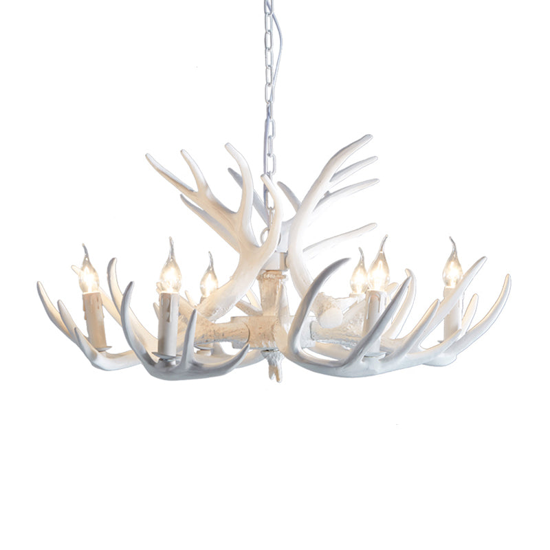 2-Layered Antler Resin Chandelier Rustic 3/6/8 Lights Living Room Pendant Lighting Fixture in White/Brown Clearhalo 'Ceiling Lights' 'Chandeliers' Lighting' options 1911033