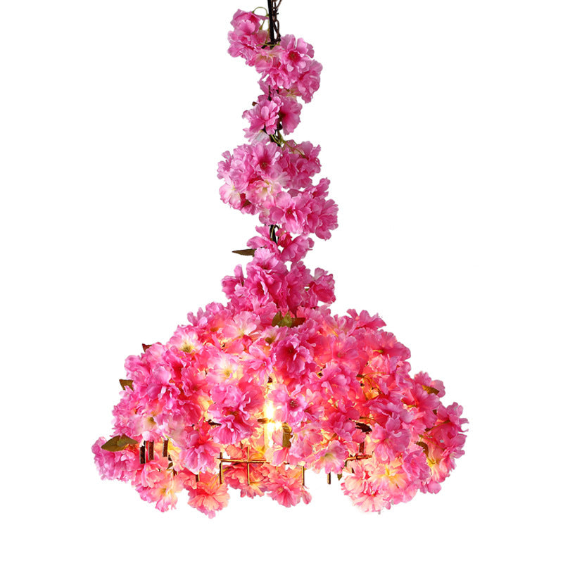 Country Flower Blossom Pendant Light Metallic LED Hanging Ceiling Light in Pink for Beer Bar Clearhalo 'Art Deco Pendants' 'Cast Iron' 'Ceiling Lights' 'Ceramic' 'Crystal' 'Industrial Pendants' 'Industrial' 'Metal' 'Middle Century Pendants' 'Pendant Lights' 'Pendants' 'Tiffany' Lighting' 1911208