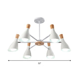 Cone Living Room Hanging Lights Metal 6 Bulbs Modern Style Chandelier Clearhalo 'Ceiling Lights' 'Chandeliers' Lighting' options 191125