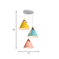 Frustum Shaped Metal Hanging Light Macaron 3 Bulbs Blue-Pink-Yellow/Black-Grey-White Pendant Lamp in Warm/White Light, Round/Linear Canopy Clearhalo 'Ceiling Lights' 'Pendant Lights' 'Pendants' Lighting' 1911326