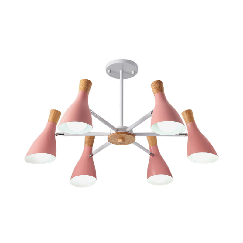 Cone Living Room Hanging Lights Metal 6 Bulbs Modern Style Chandelier Clearhalo 'Ceiling Lights' 'Chandeliers' Lighting' options 191133