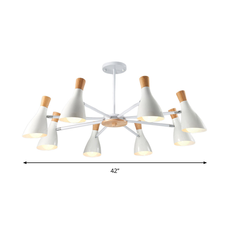 Simple Style Conical Shade Hanging Ceiling Lamp 8 Bulbs Metal Hanging Chandelier for Living Room Clearhalo 'Ceiling Lights' 'Chandeliers' Lighting' options 191153