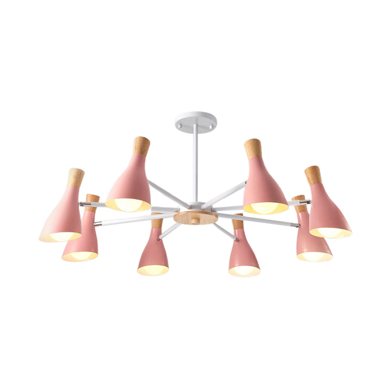 Simple Style Conical Shade Hanging Ceiling Lamp 8 Bulbs Metal Hanging Chandelier for Living Room Clearhalo 'Ceiling Lights' 'Chandeliers' Lighting' options 191158