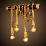 4/6 Lights Jute Rope Island Pendant Farmhouse Brown Linear Wine Bar Hanging Ceiling Light Clearhalo 'Ceiling Lights' 'Island Lights' Lighting' 1911593