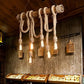 Bare Bulb Design Bamboo Hanging Lamp Rustic 3/6-Head Dining Room Island Light with Rope Cord in Brown 6 Brown Clearhalo 'Ceiling Lights' 'Island Lights' Lighting' 1911595