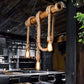 Bare Bulb Design Bamboo Hanging Lamp Rustic 3/6-Head Dining Room Island Light with Rope Cord in Brown Clearhalo 'Ceiling Lights' 'Island Lights' Lighting' 1911599