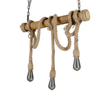 Bare Bulb Design Bamboo Hanging Lamp Rustic 3/6-Head Dining Room Island Light with Rope Cord in Brown Clearhalo 'Ceiling Lights' 'Island Lights' Lighting' 1911600