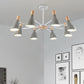 Simple Style Conical Shade Hanging Ceiling Lamp 8 Bulbs Metal Hanging Chandelier for Living Room Grey Clearhalo 'Ceiling Lights' 'Chandeliers' Lighting' options 191162_4903ecfb-cab7-4d45-9eb3-f331fa1f0189