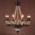 8-Light Candelabra Chandelier Cottage Brown Jute Rope Wrapped Hanging Light Fixture Brown Clearhalo 'Ceiling Lights' 'Chandeliers' 'Industrial Chandeliers' 'Industrial' 'Middle Century Chandeliers' 'Tiffany' Lighting' 1911636