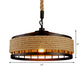 12"/16"/19.5" W 1 Bulb Pendulum Light Lodge Sushi House Drop Pendant with Barn Roped Cage in Brown Clearhalo 'Ceiling Lights' 'Industrial Pendants' 'Industrial' 'Middle Century Pendants' 'Pendant Lights' 'Pendants' 'Tiffany' Lighting' 1911726