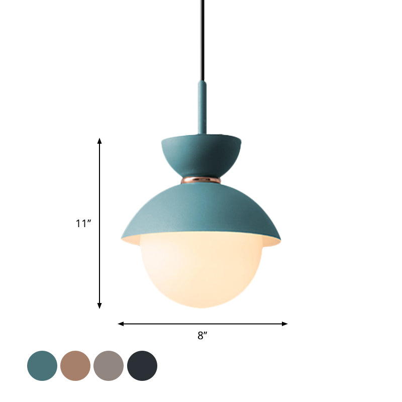 Hourglass Hanging Light Fixture Macaron Opal Glass 1 Bulb Blue/Pink/Grey Pendant Lighting for Restaurant Clearhalo 'Ceiling Lights' 'Pendant Lights' 'Pendants' Lighting' 1911944
