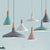 Grey/Pink/Green Cone Hanging Lamp Macaron 1 Bulb Aluminum Ceiling Pendant with Wood Top for Dining Room Pink A Clearhalo 'Ceiling Lights' 'Pendant Lights' 'Pendants' Lighting' 1911954_d94a7c58-59ec-492b-a9fe-e7ac6850458a