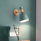 Bear/Bell Rotating Wall Mounted Lamp Macaron Iron 1-Head Bedside Reading Wall Light in White/Pink/Green and Wood Green B Clearhalo 'Wall Lamps & Sconces' 'Wall Lights' Lighting' 1912223