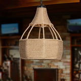 Single Jute Rope Down Lighting Farmhouse Brown Pear Shaped Dining Table Ceiling Pendant Light Brown Clearhalo 'Ceiling Lights' 'Industrial Pendants' 'Industrial' 'Middle Century Pendants' 'Pendant Lights' 'Pendants' 'Tiffany' Lighting' 1912369