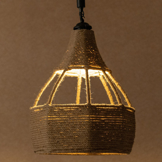 Single Jute Rope Down Lighting Farmhouse Brown Pear Shaped Dining Table Ceiling Pendant Light Clearhalo 'Ceiling Lights' 'Industrial Pendants' 'Industrial' 'Middle Century Pendants' 'Pendant Lights' 'Pendants' 'Tiffany' Lighting' 1912372