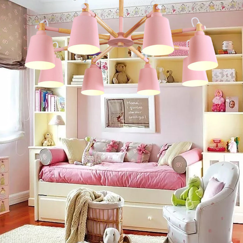 Tapered Shade Living Hanging Lamp Metal 8 Bulbs Modern Pendant Lighting Clearhalo 'Ceiling Lights' 'Chandeliers' Lighting' options 191291