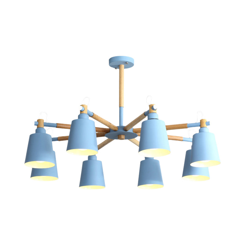 Tapered Shade Living Hanging Lamp Metal 8 Bulbs Modern Pendant Lighting Clearhalo 'Ceiling Lights' 'Chandeliers' Lighting' options 191295