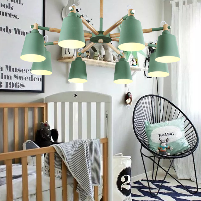 Tapered Shade Living Hanging Lamp Metal 8 Bulbs Modern Pendant Lighting Clearhalo 'Ceiling Lights' 'Chandeliers' Lighting' options 191297