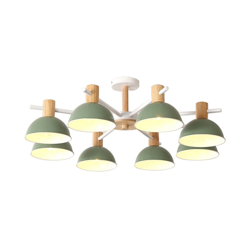 Macaroon Dome Hanging Pendant Fixture Iron 8 Lights Hanging Chandelier for Living Room Clearhalo 'Ceiling Lights' 'Chandeliers' Lighting' options 191310