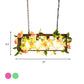 Red/Green 4 Lights Island Ceiling Light Retro Metal Rectangular LED Rose/Plant Drop Lamp for Restaurant Clearhalo 'Ceiling Lights' 'Island Lights' Lighting' 1913220