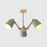 Bedroom Chandelier for Girls, Macaron Wood Ceiling Light with Bucket Shade and Adjustable Arm Clearhalo 'Ceiling Lights' 'Chandeliers' Lighting' options 1913245