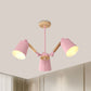 Bedroom Chandelier for Girls, Macaron Wood Ceiling Light with Bucket Shade and Adjustable Arm Clearhalo 'Ceiling Lights' 'Chandeliers' Lighting' options 1913251