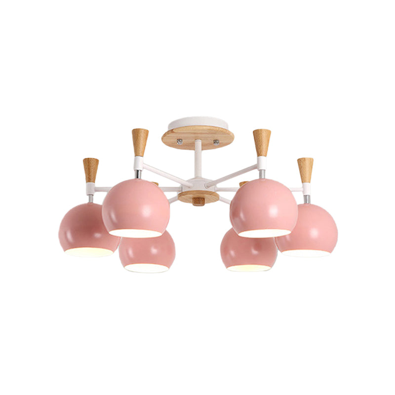 Metal Dome Hanging Chandelier 6 Bulbs Modern Hanging Light for Kid Bedroom Clearhalo 'Ceiling Lights' 'Chandeliers' Lighting' options 191328