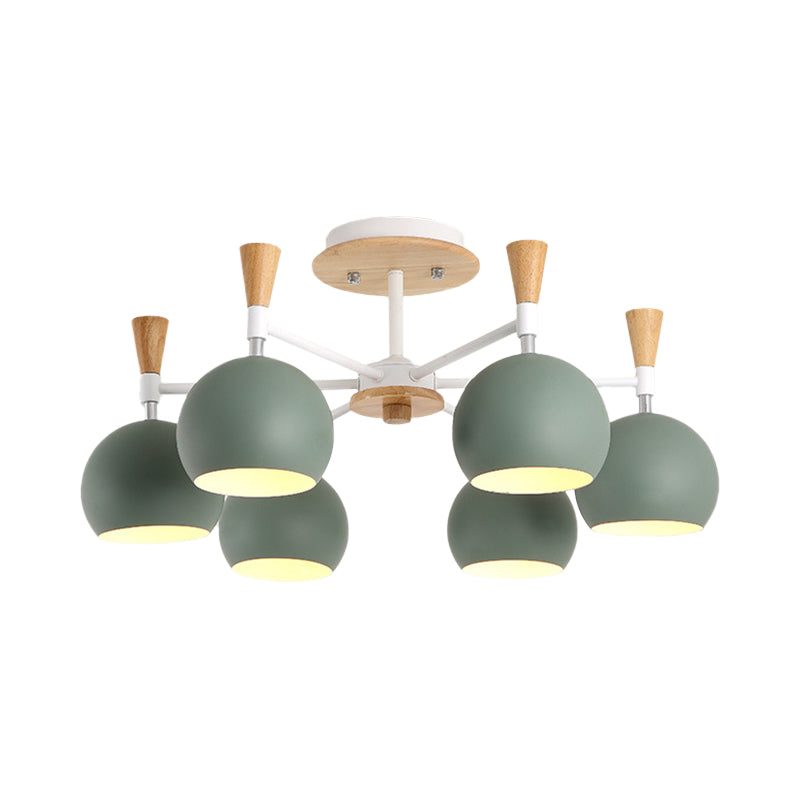 Metal Dome Hanging Chandelier 6 Bulbs Modern Hanging Light for Kid Bedroom Clearhalo 'Ceiling Lights' 'Chandeliers' Lighting' options 191333