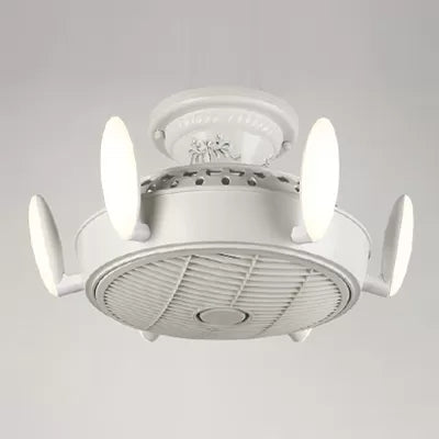 Nordic Style Fan Semi Flushmount Light 6 Lights Macaron Colored Ceiling Fan for Bedroom White Remote Control Clearhalo 'Ceiling Fans with Lights' 'Ceiling Fans' 'Kids Ceiling Fans' 'Kids' Lighting' 1913350