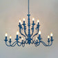 Metal Candle Shape Pendant Chandelier Vintage 10/12/16 Lights Restaurant Hanging Ceiling Lamp in Blue Clearhalo 'Ceiling Lights' 'Chandeliers' Lighting' options 1913392