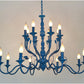 Metal Candle Shape Pendant Chandelier Vintage 10/12/16 Lights Restaurant Hanging Ceiling Lamp in Blue Clearhalo 'Ceiling Lights' 'Chandeliers' Lighting' options 1913396
