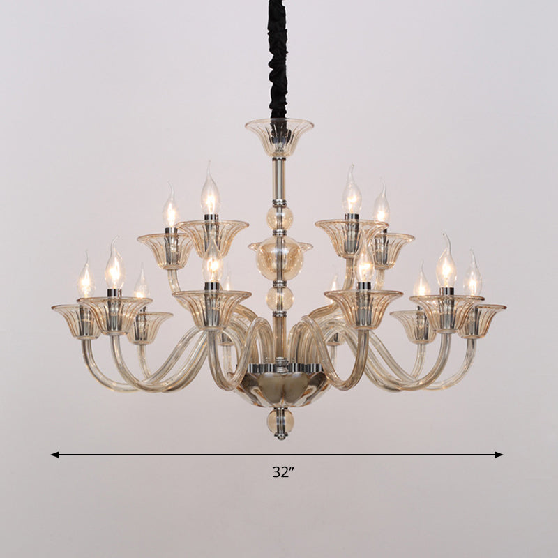 Vintage Curvy Arm Chandelier Lighting 6 Heads Clear/White/Black Glass Hanging Pendant Lamp in Chrome for Living Room Clearhalo 'Ceiling Lights' 'Chandeliers' Lighting' options 1913424