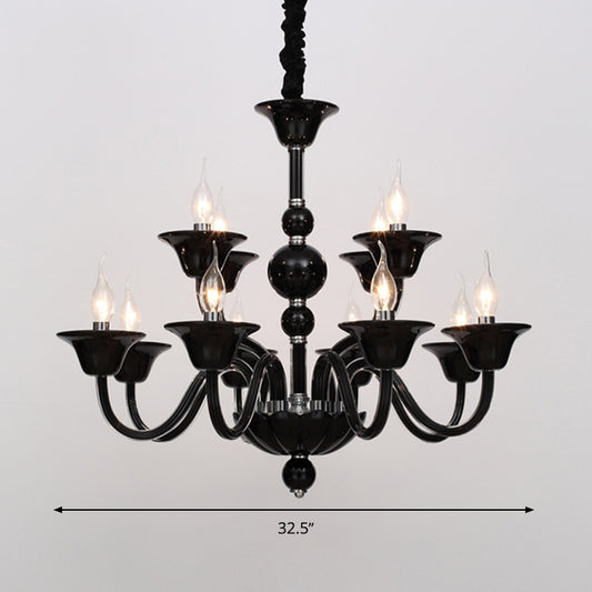 Vintage Curvy Arm Chandelier Lighting 6 Heads Clear/White/Black Glass Hanging Pendant Lamp in Chrome for Living Room Clearhalo 'Ceiling Lights' 'Chandeliers' Lighting' options 1913428